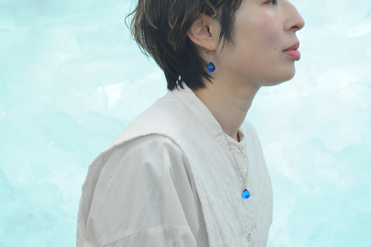 ブルーネックレス＊シルバーカラー